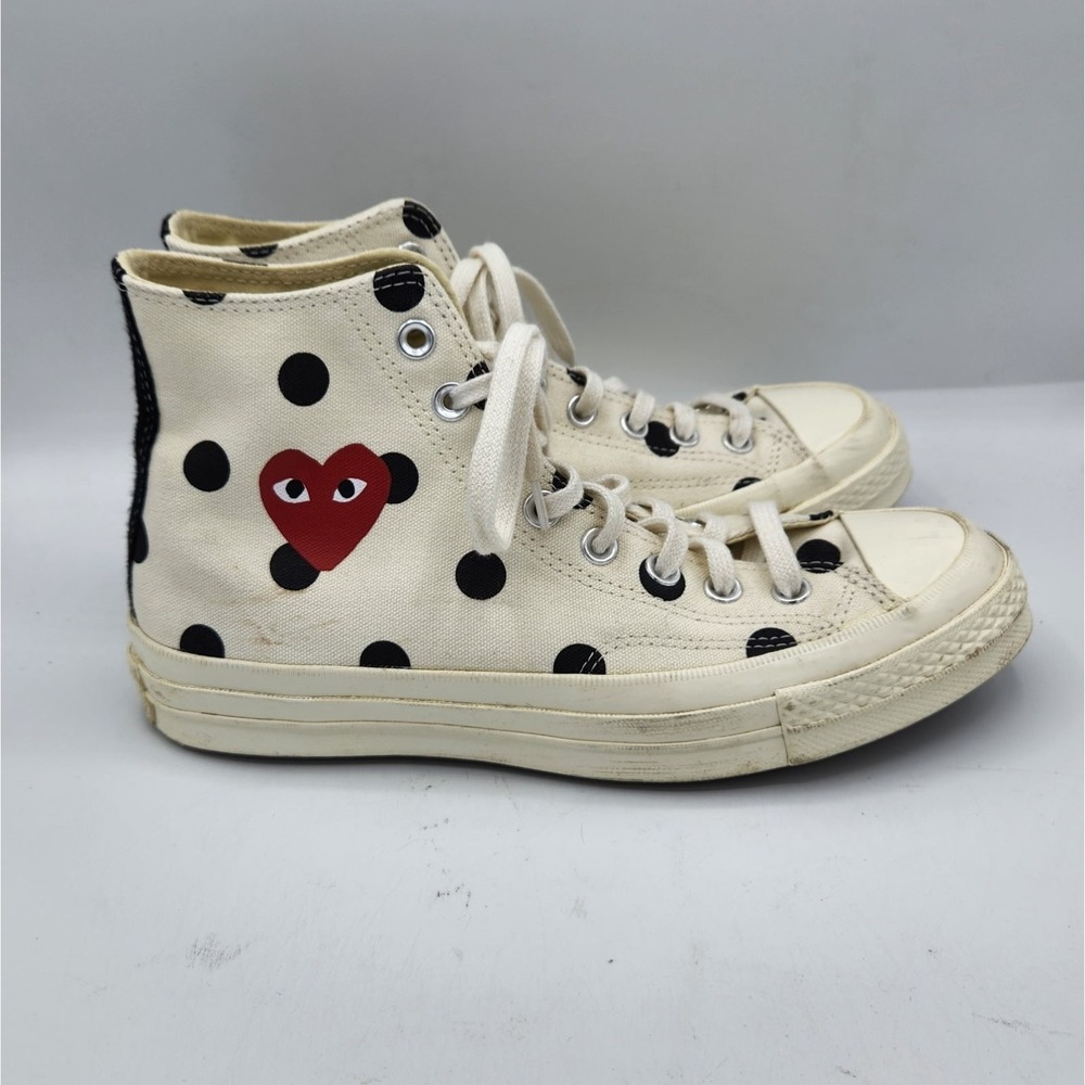 Comme Des Garcons Play x Chuck Taylor All Star High Top White Polka Dot M 7 W 9